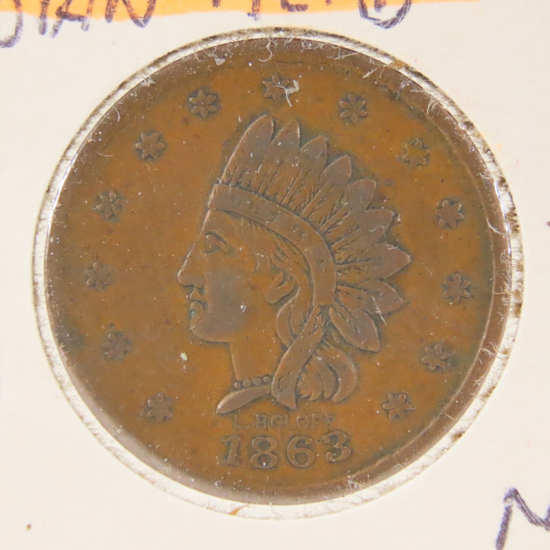 1863 Civil War Patriotic Token Indian Head - 2