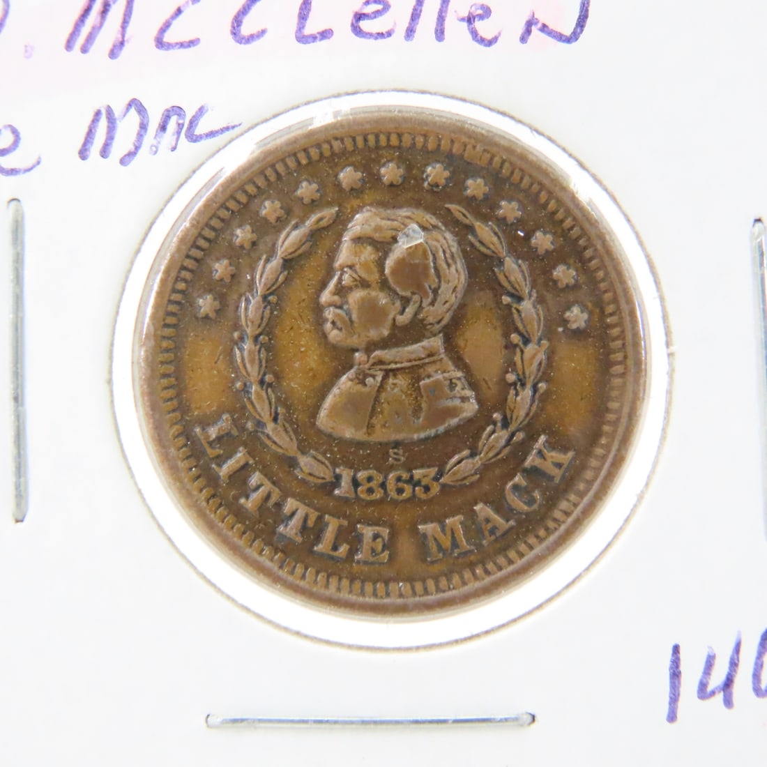1863 Civil War Patriotic Token Gen. Mc Clellen - 2