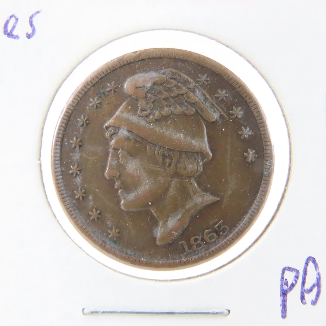 1863 Civil War Store Token Pitlocks News Depot - 2