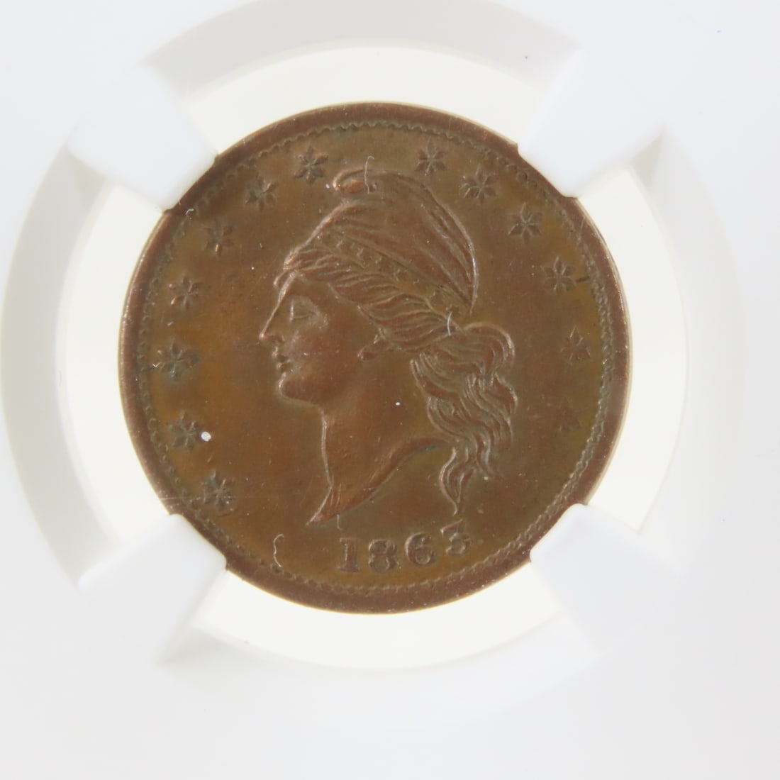 1863 Patriotic Civil War Token NGC AU Cleaned - 2