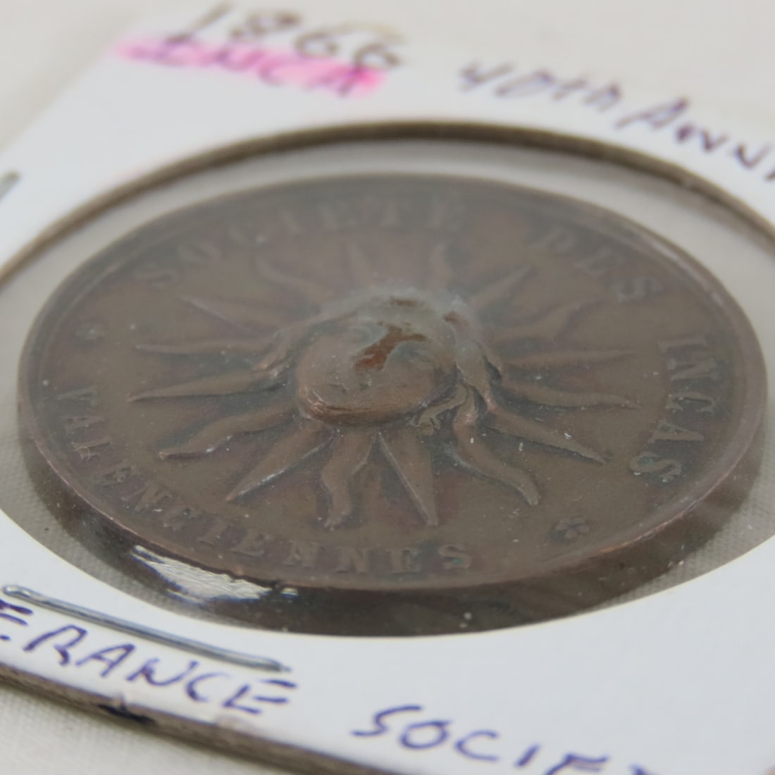1866 Commemorative Token Society Of Inca's Sun God - 3