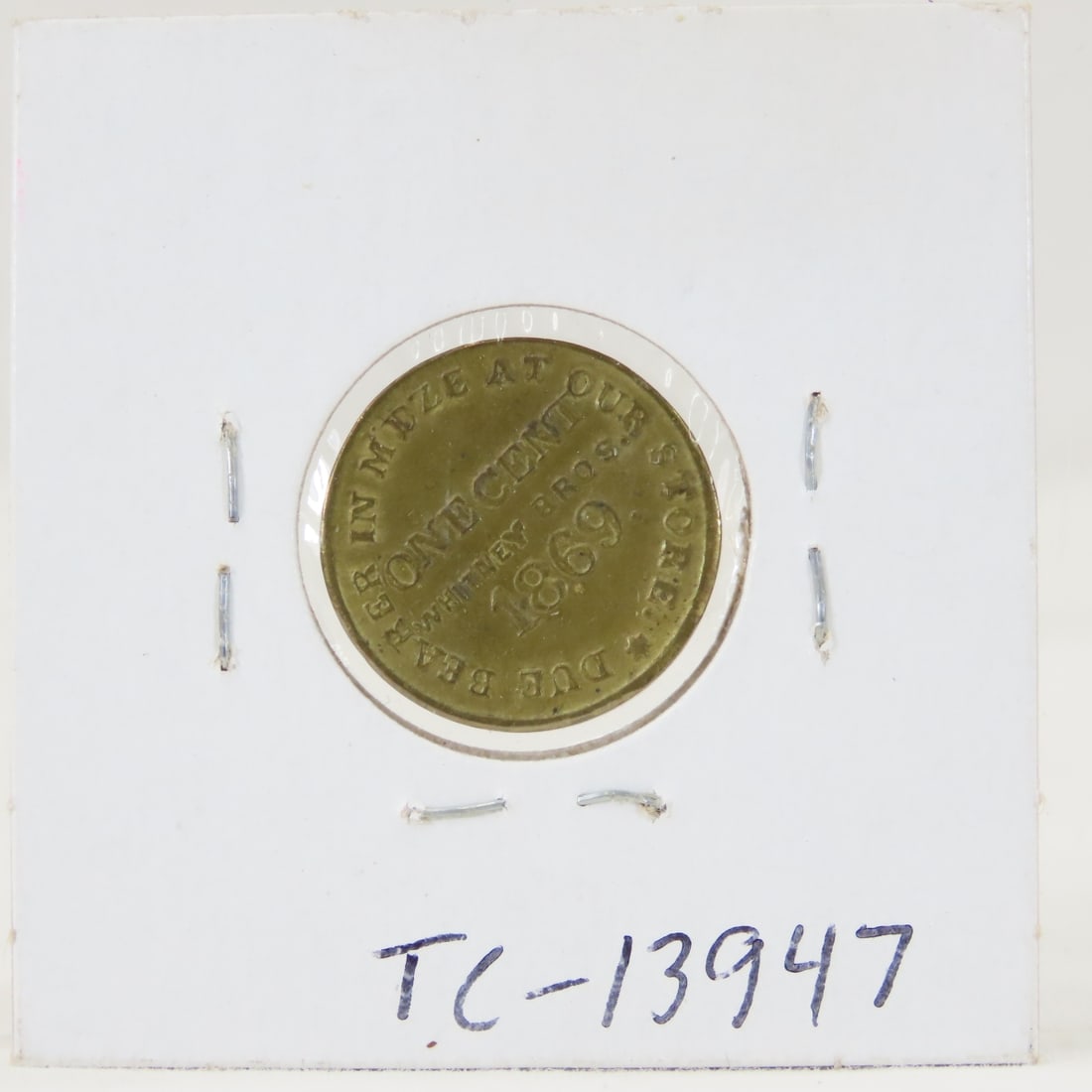 1869 Merchant Token Whitney Glass Co. N.J. - 3
