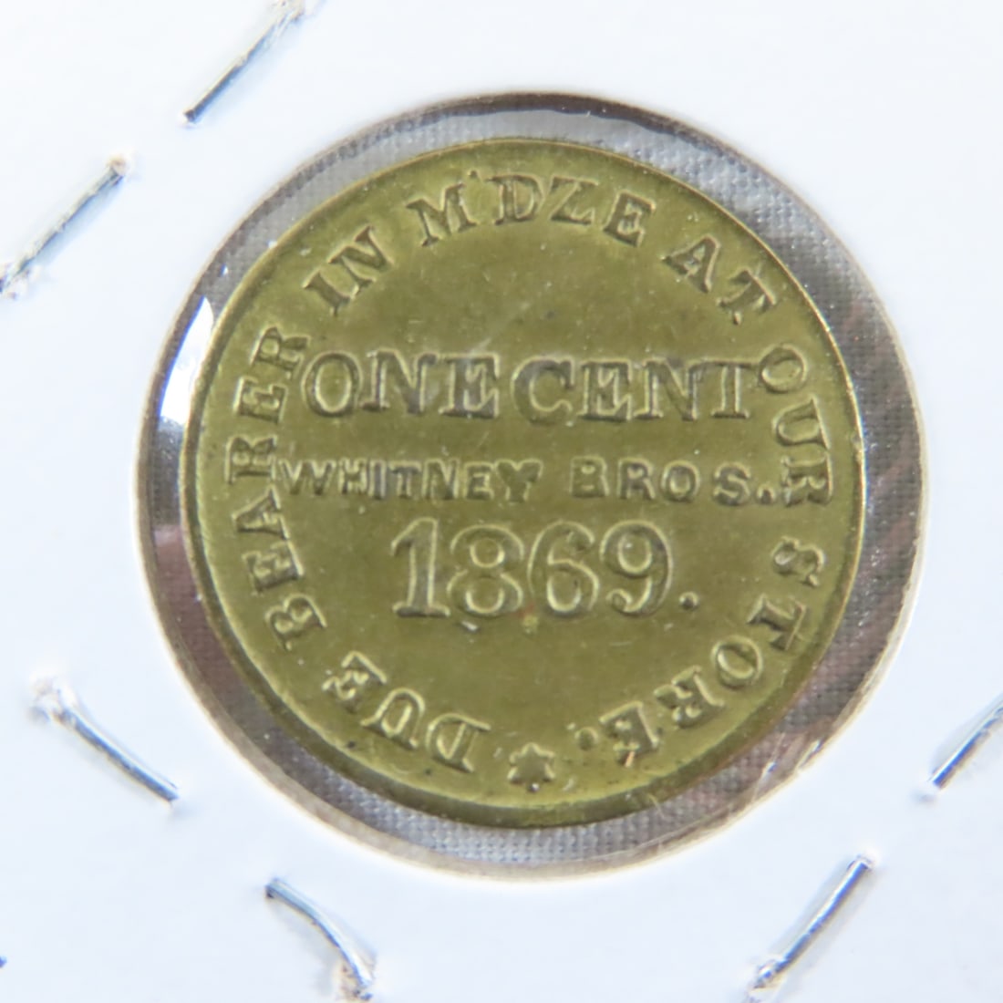 1869 Merchant Token Whitney Glass Co. N.J. - 4