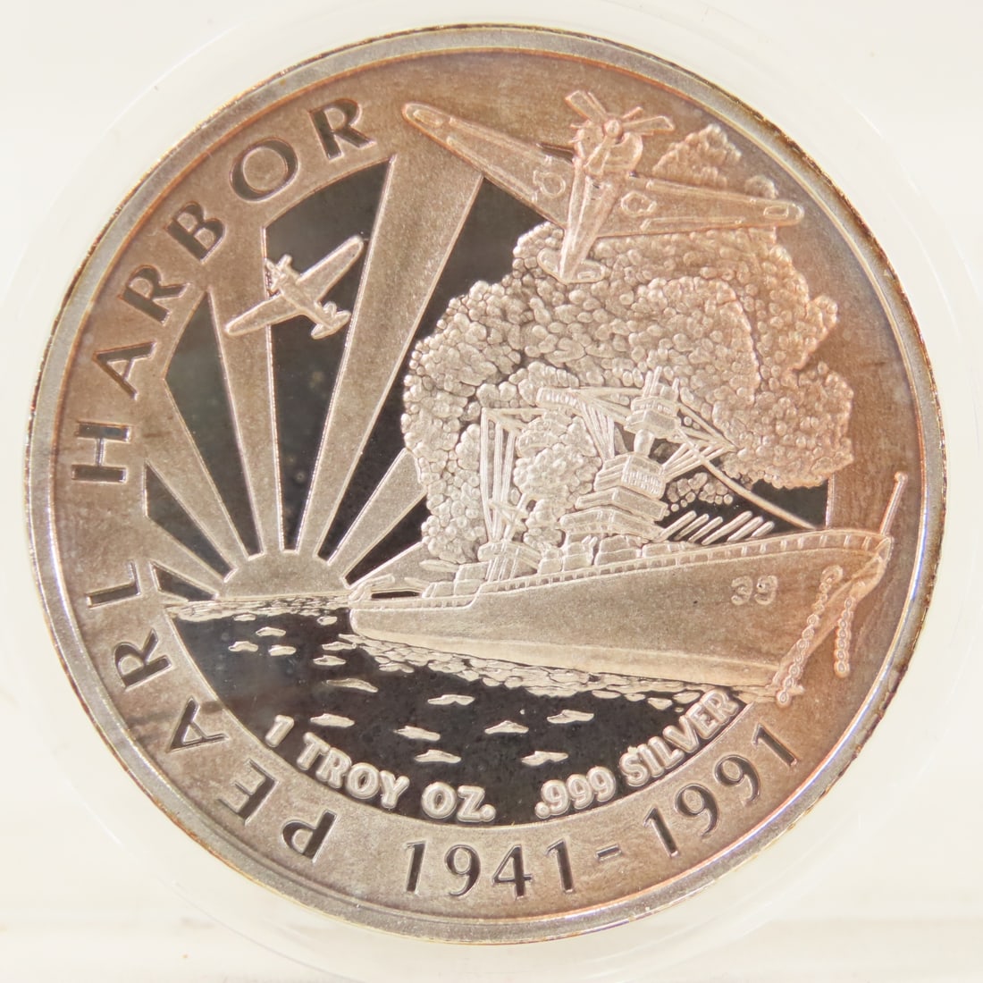 1991 Pearl Harbor 50yr Anniversary 1ozt .Silver - 2