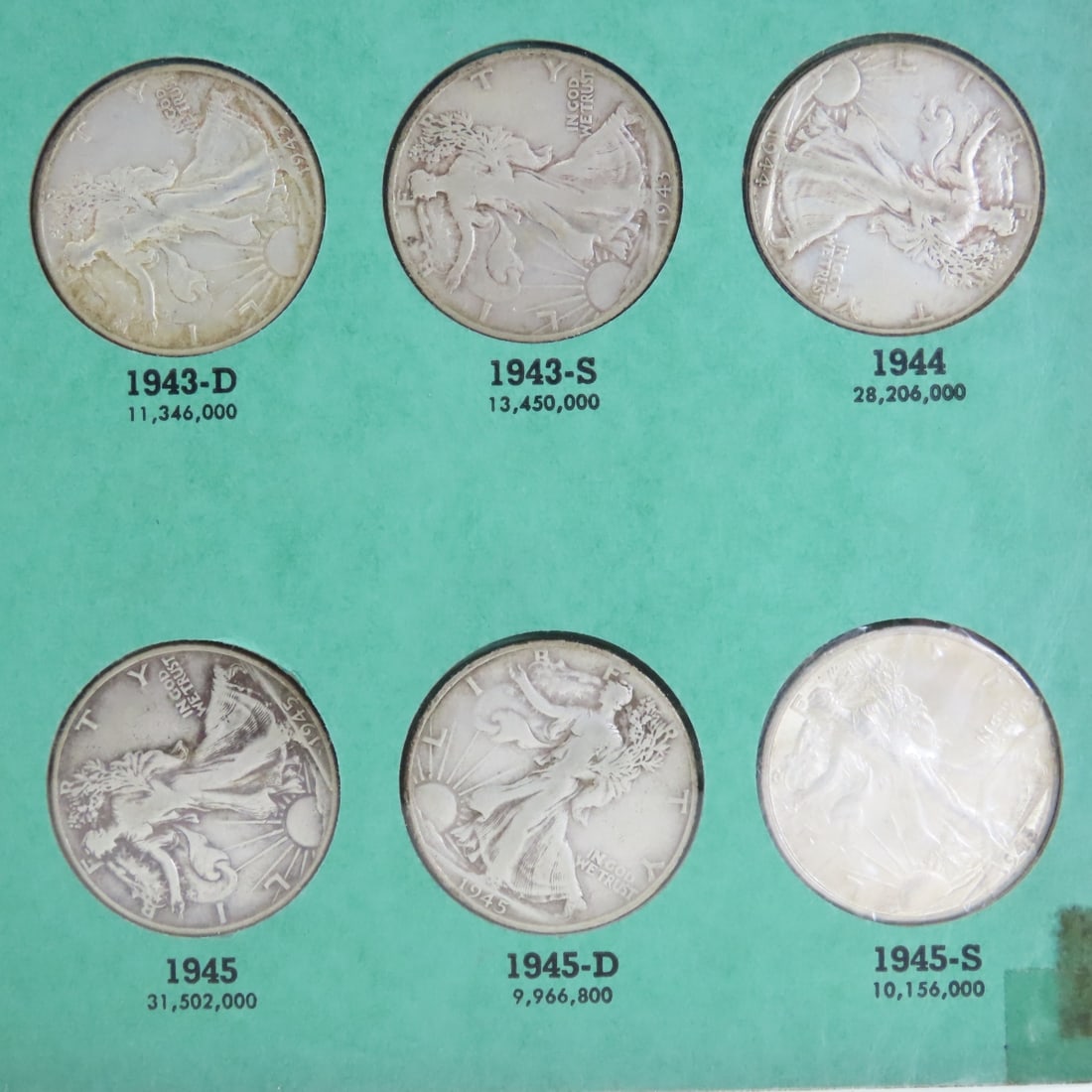 27 Walking Liberty Half Dollars in 1939-1947 Book - 7
