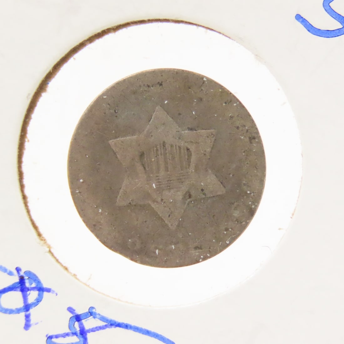 5 3 cent Silver Coins, 1 1853 & 4 no date - 6
