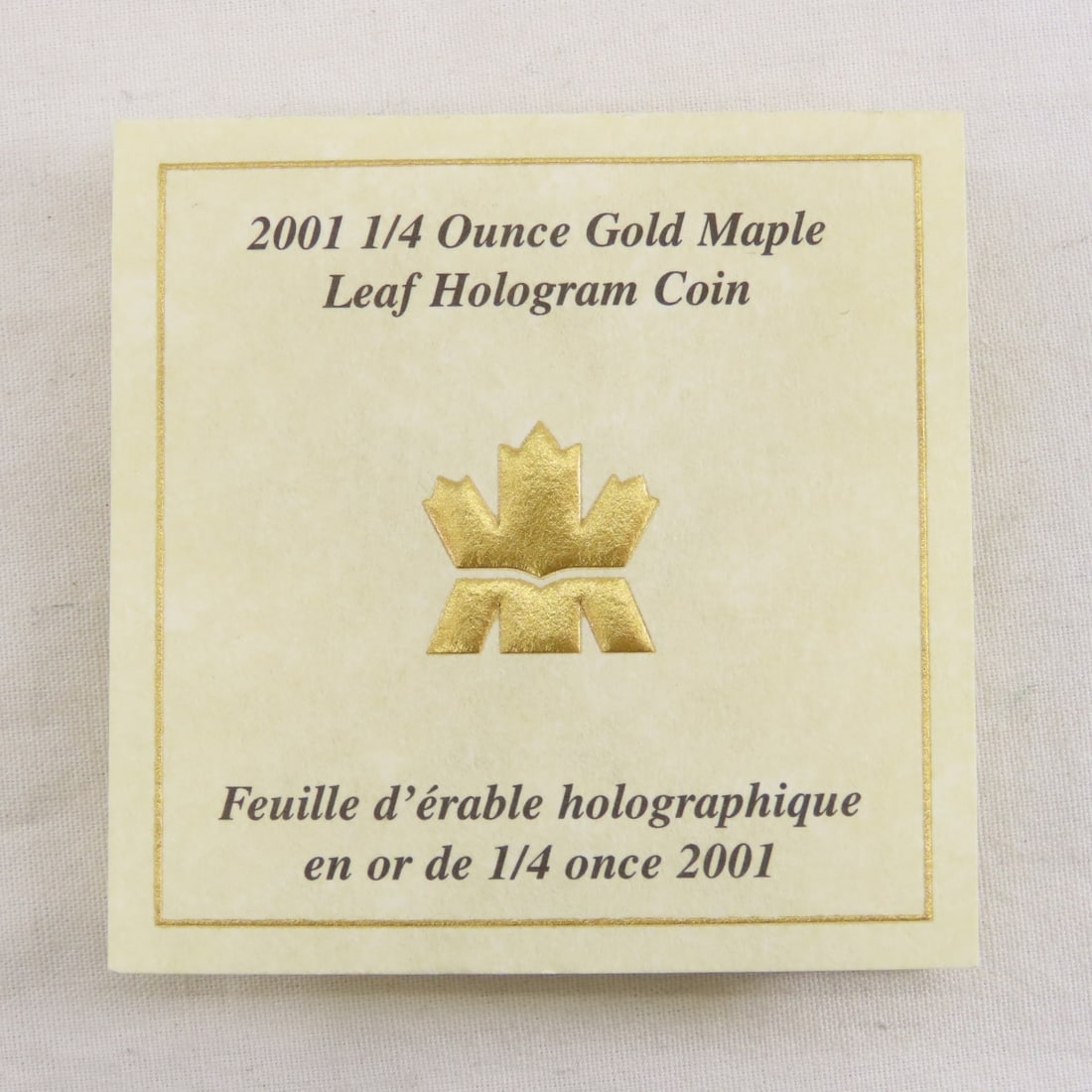 2001 1/4 OZT Gold Maple Leaf Hologram Coin - 6