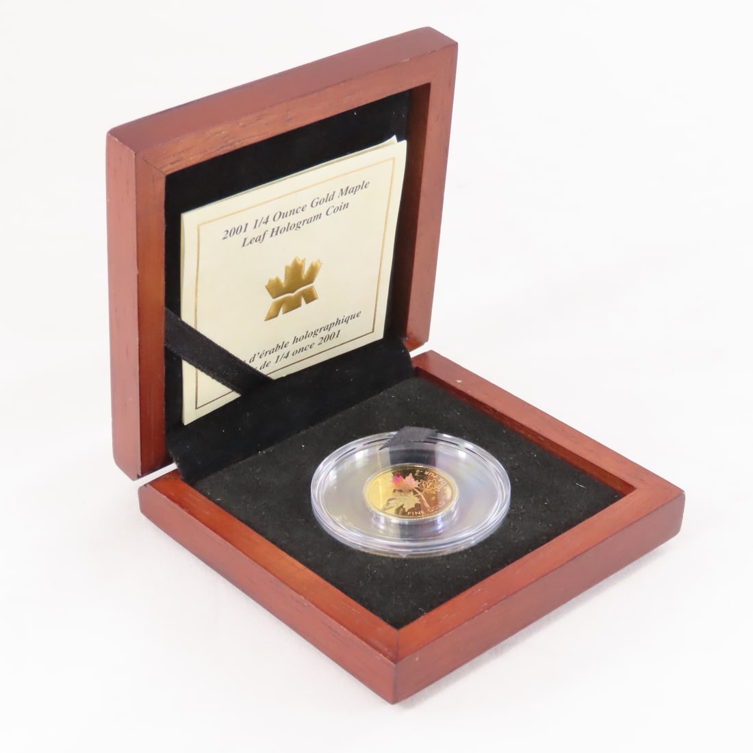 2001 1/4 OZT Gold Maple Leaf Hologram Coin - 9