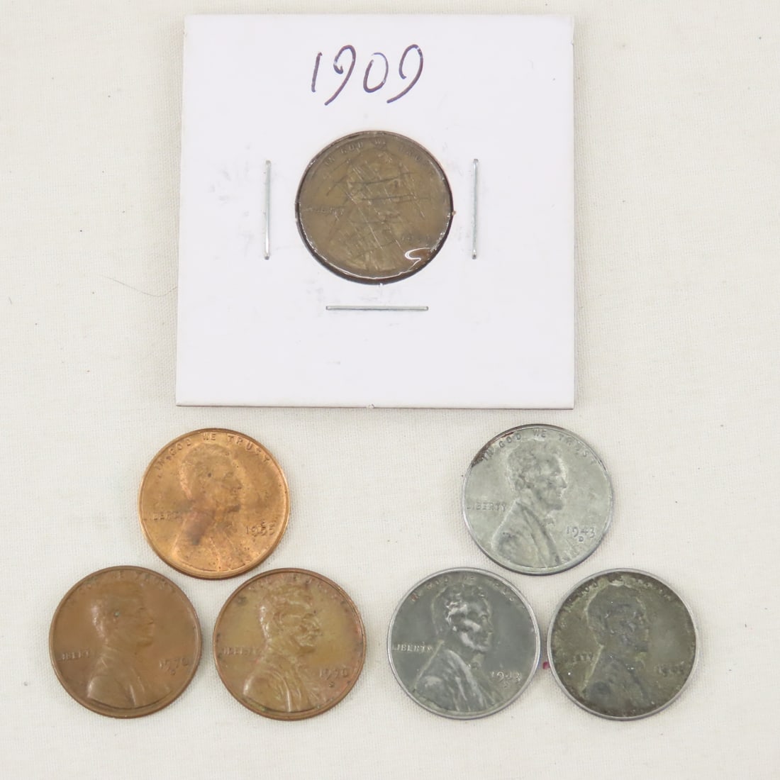 45 Indian Head Cents, Wheat Cents & Foreign Coins - 14