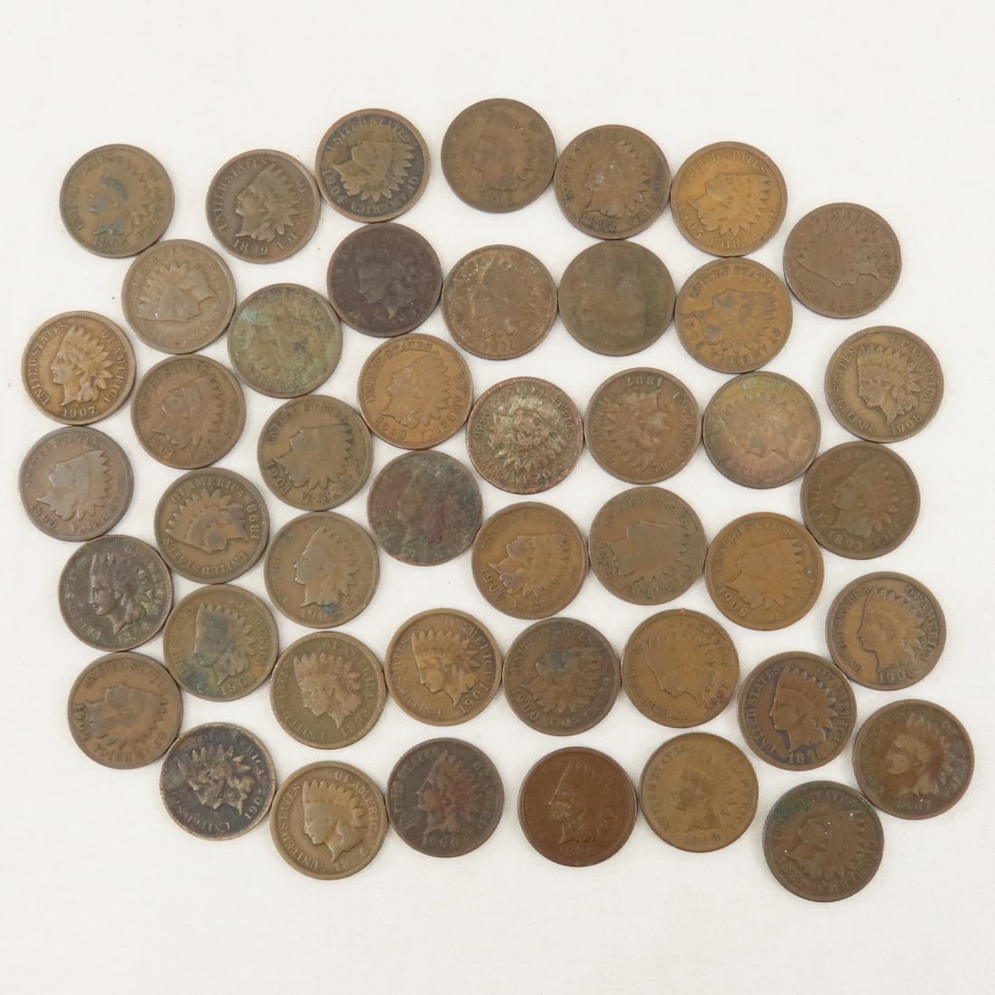 45 Indian Head Cents, Wheat Cents & Foreign Coins - 16