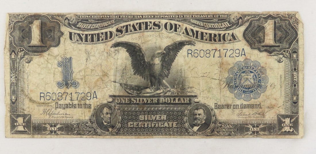 1899 Black Eagle $1 Silver Certificate Large Note: 1899 Black Eagle $1 Silver Certificate Large Note - LOT SIZE: 8x3x1" 1 LB All information and photos, which are part of the description, are intended to be as accurate as possible, but errors are