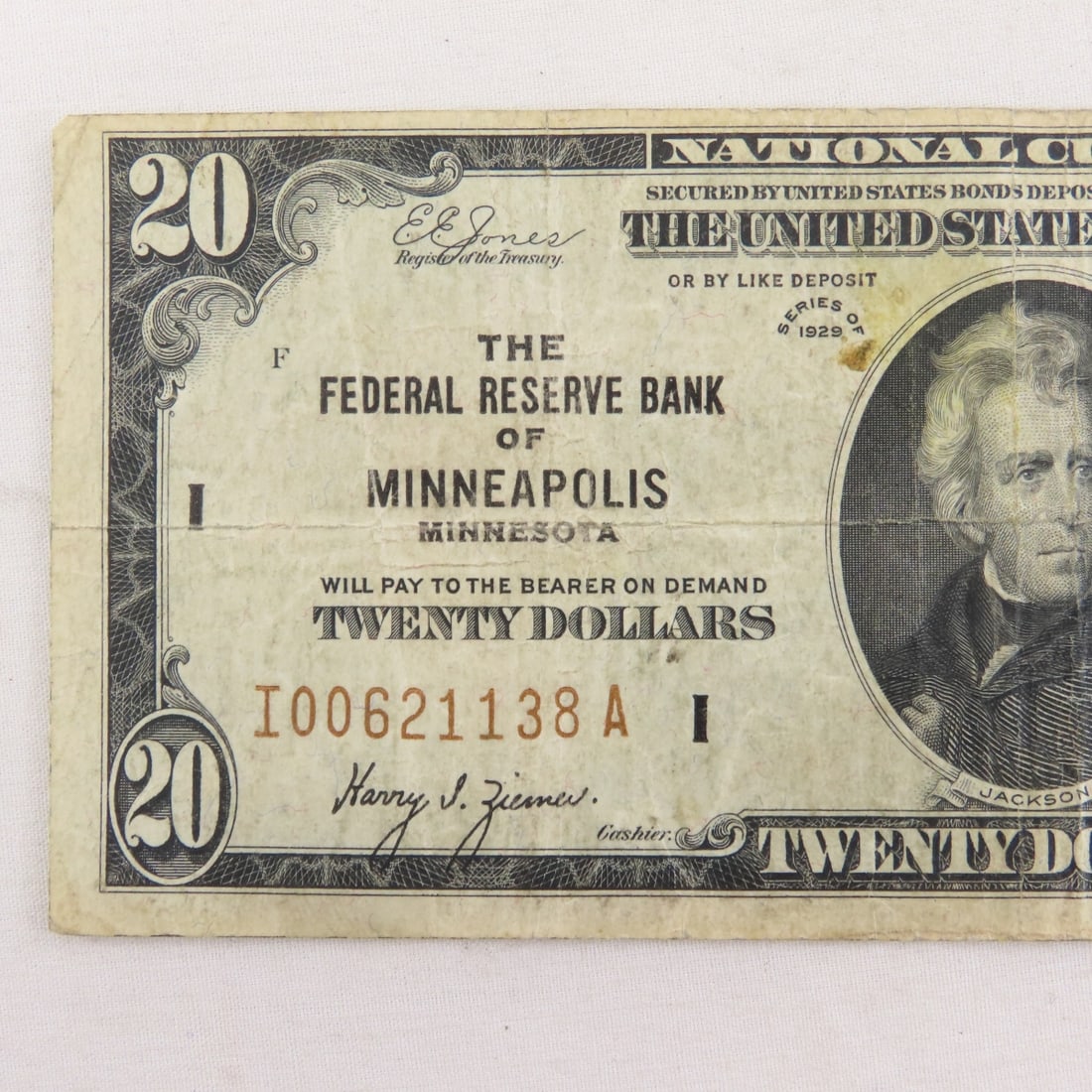 1928 $20 National Currency Note Fed Res Mpls MN - 2