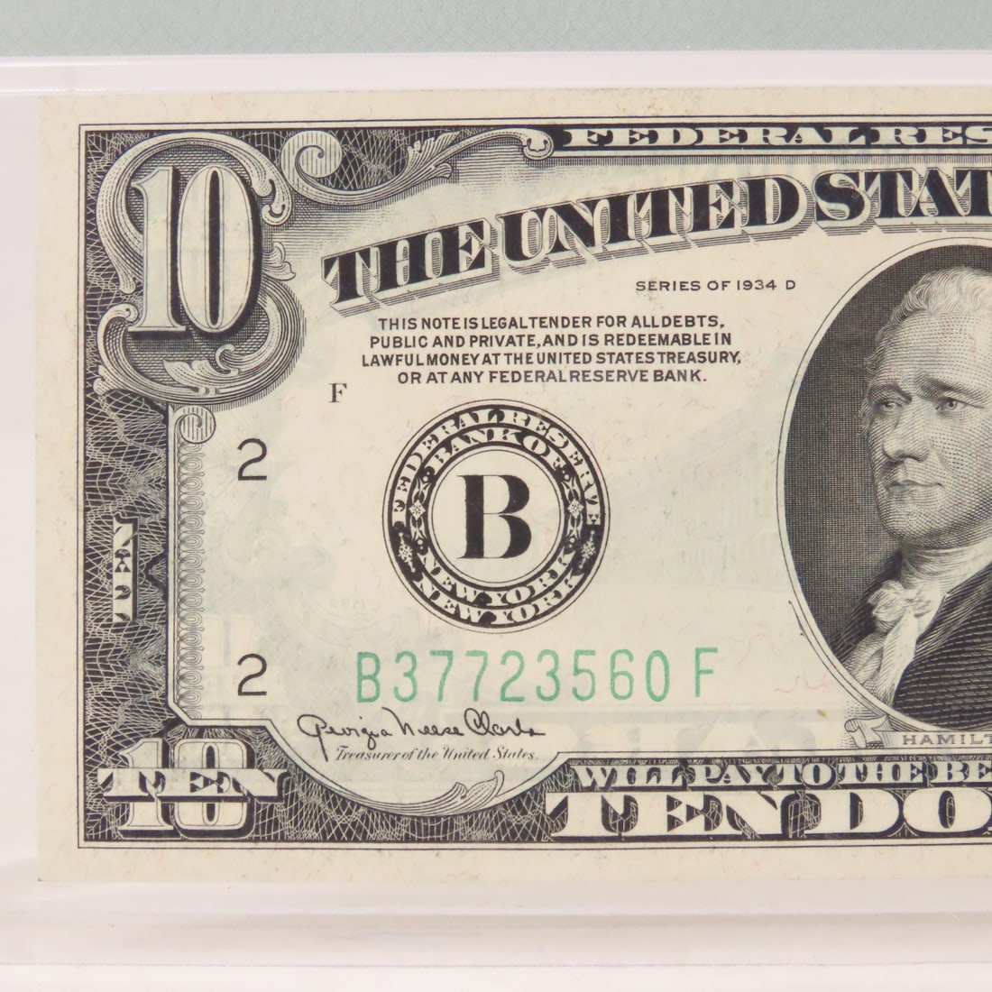 1934 D $10 Fed Res Note New York PMG 64 Choice Unc - 2
