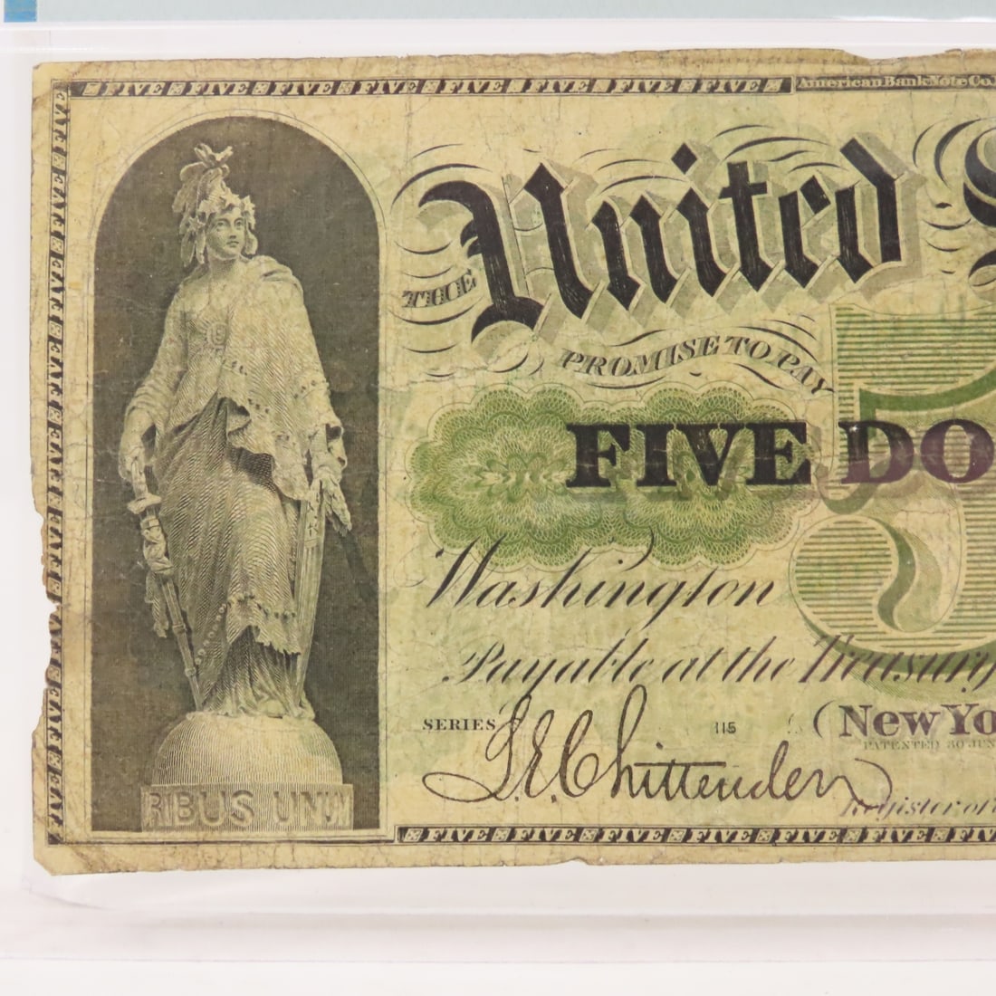 1862 $5 Legal Tender Large Note PMG 12 Fine - 2