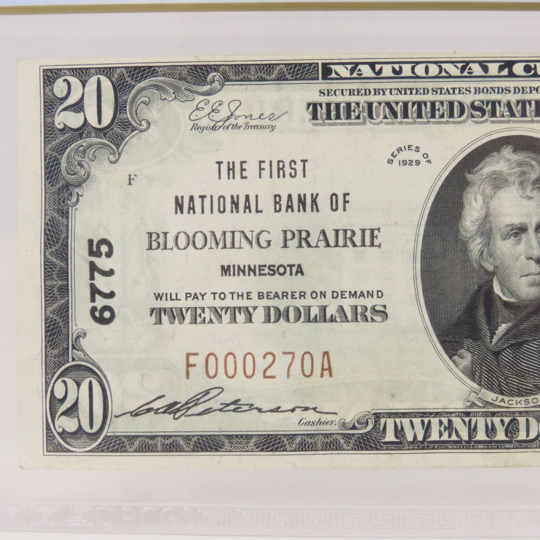 1929 $20 Blooming Prairie, MN Note PCGS Unc 62 PPQ - 2