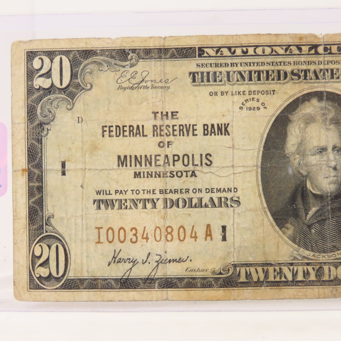 1928 $20 National Currency Note Fed Res Mpls MN - 2