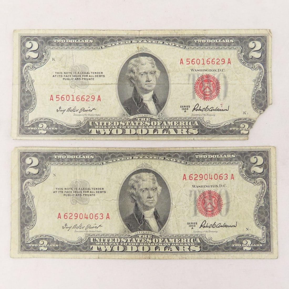 15 $2 Red Seal Notes: 2 1928, 13 1953 - 4
