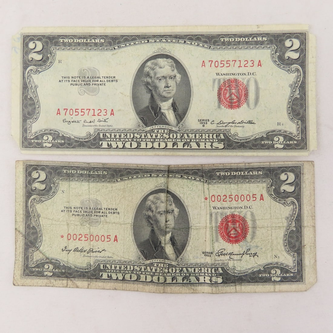 15 $2 Red Seal Notes: 2 1928, 13 1953 - 6