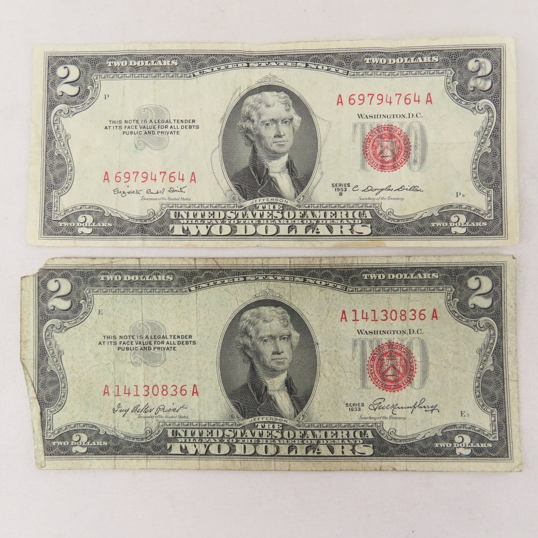 15 $2 Red Seal Notes: 2 1928, 13 1953 - 8