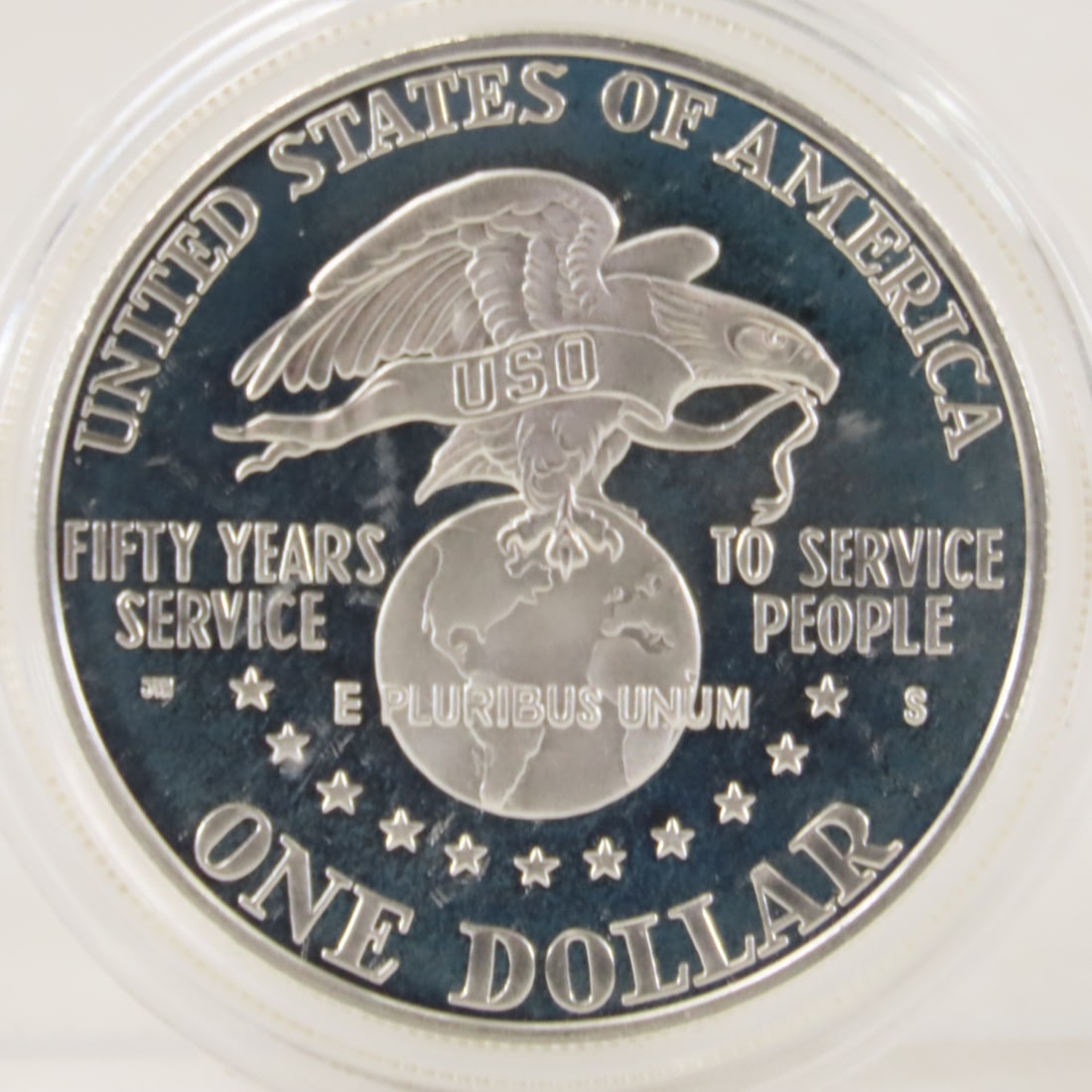 1991 S 50th Anniversary USO Proof Silver Dollar - 2