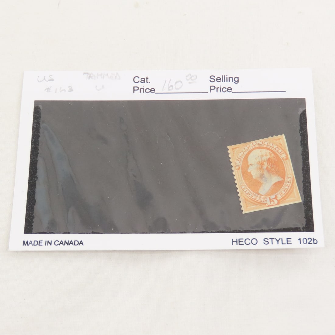 1873 Daniel Webster 15 Cent Stamp - Scott #163: 1873 Daniel Webster 15 Cent Stamp - Scott #163 - 2 sides trimmed, LOT SIZE: 3x2x1" .5 LBS All information and photos, which are part of the description, are intended to be as accurate as possible, but