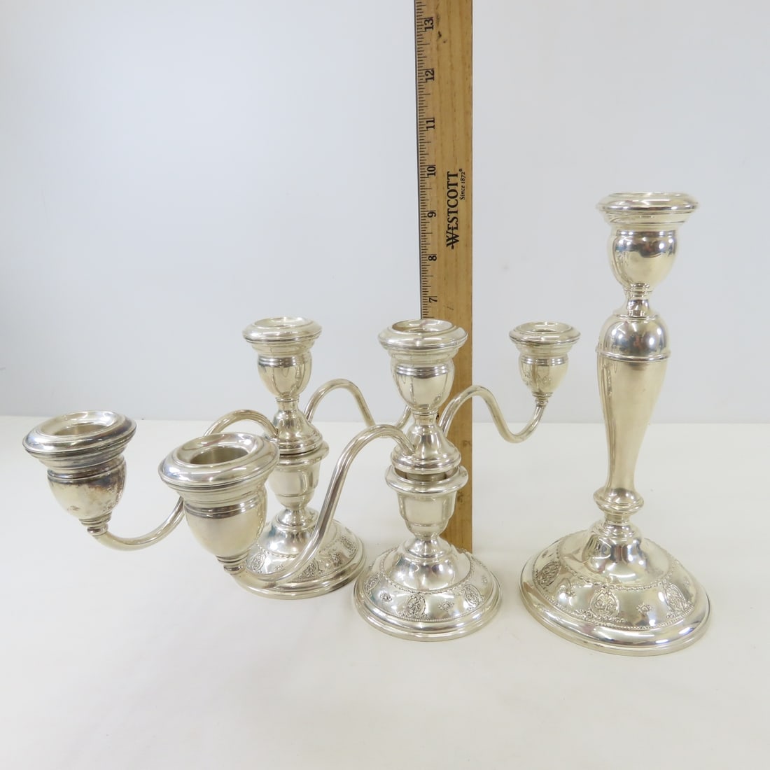 Wallace Rose Point Weighted Sterling Candlesticks - 14