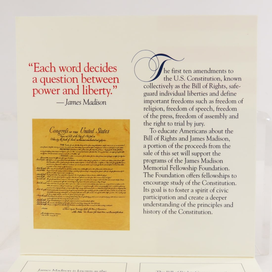 1993 Bill of Rights Commemorative Coin & Stamp Set - 6