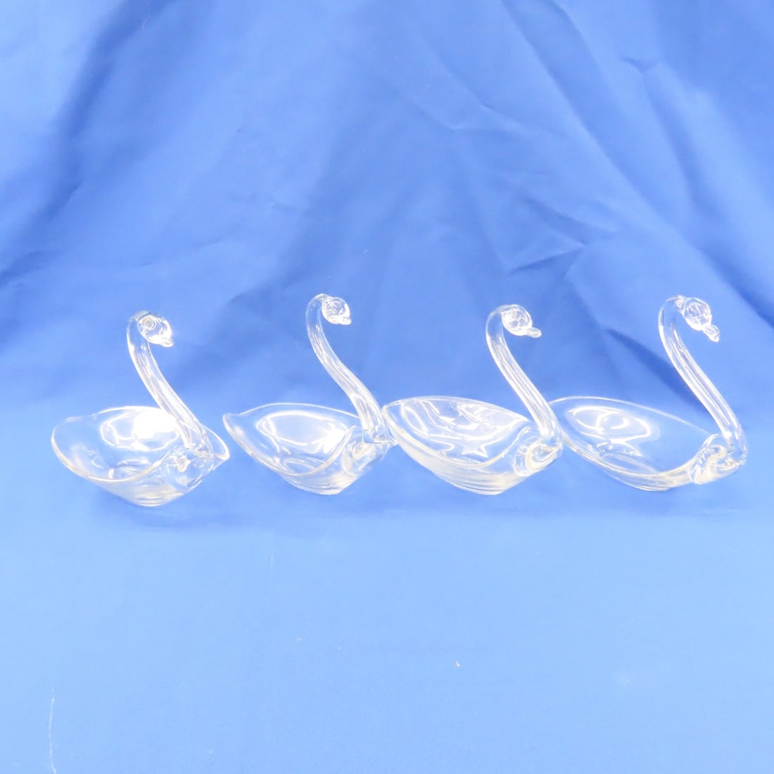 5 Tiffin Clear Glass Swan Dishes, 1 12" & 4 8" - 6