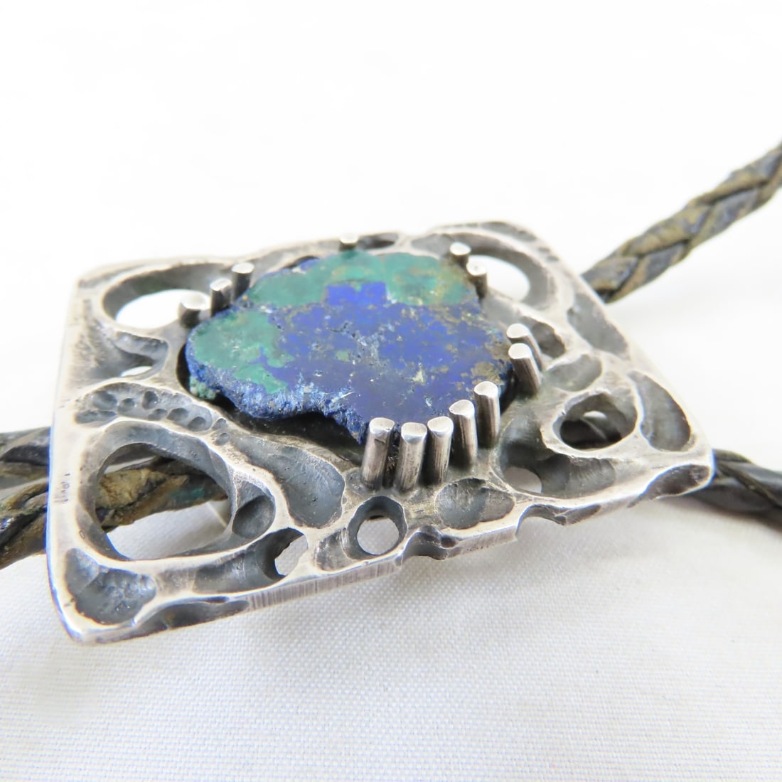 Vintage Sterling Silver & Azurite Bolo Tie - 3