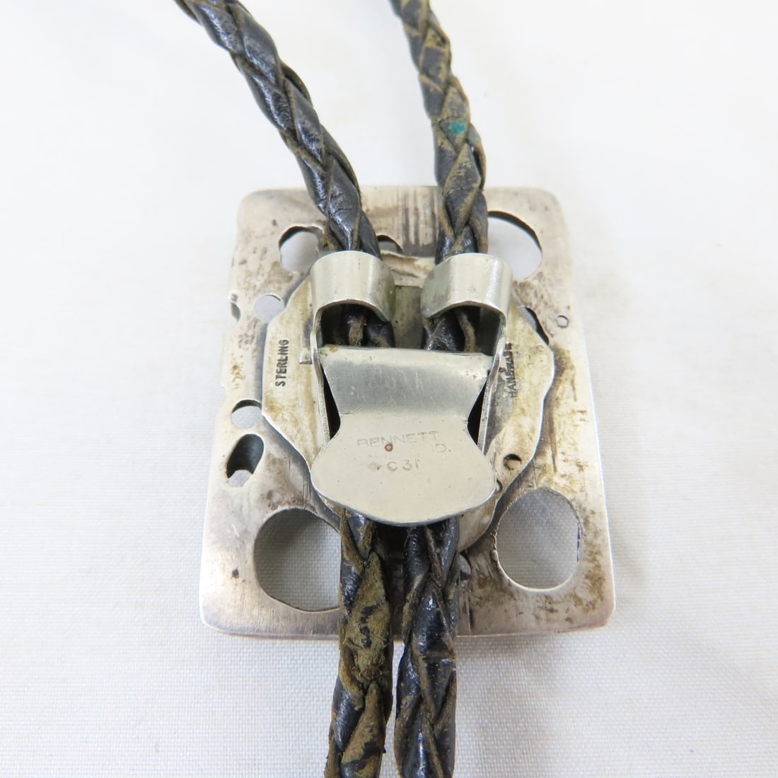 Vintage Sterling Silver & Azurite Bolo Tie - 4