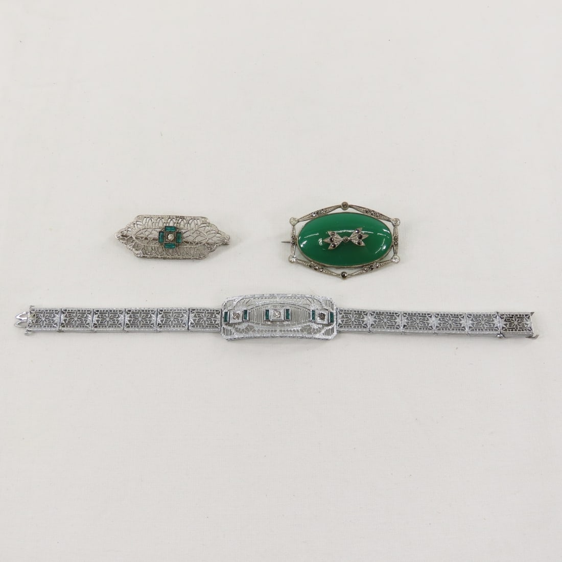 Vintage Filigree Jewelry with Sterling Brooch - 7