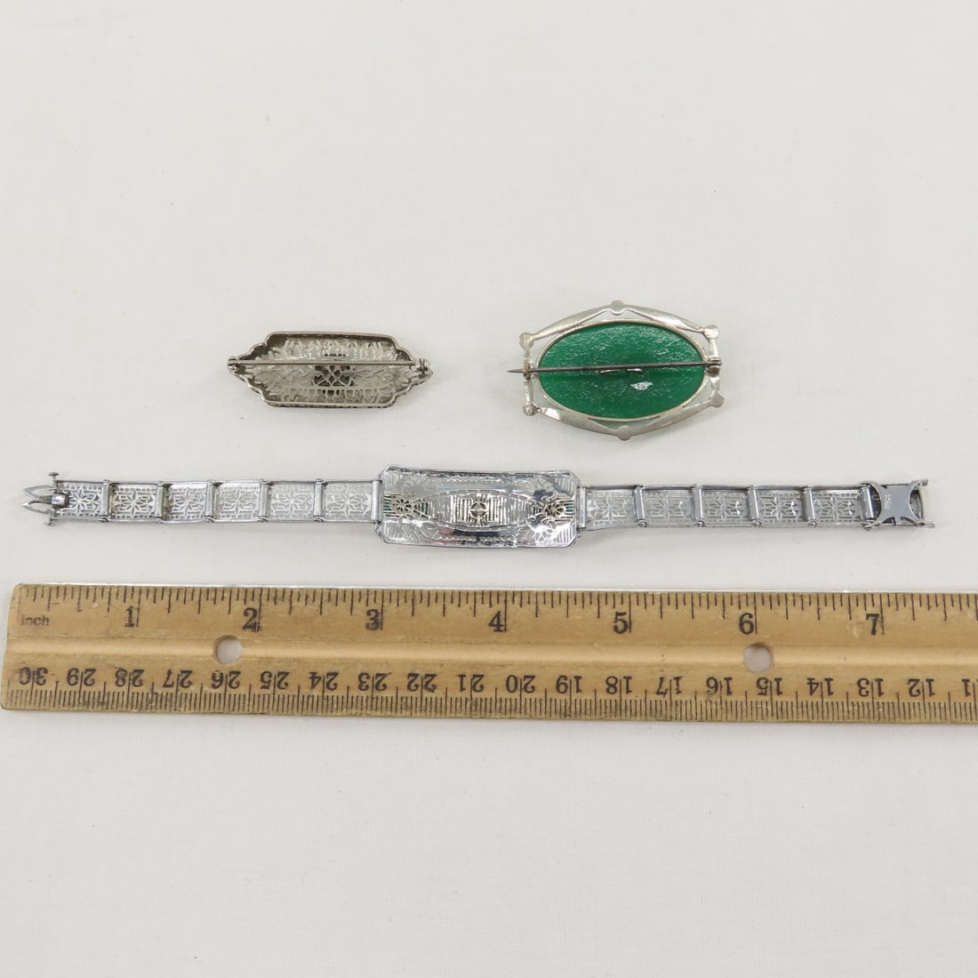 Vintage Filigree Jewelry with Sterling Brooch - 8