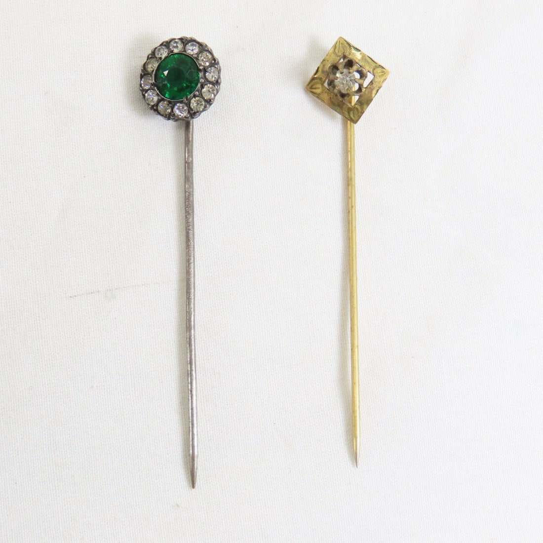 21 Antique Tie Pins: 1 Sterling, 1 Signed CT - 2