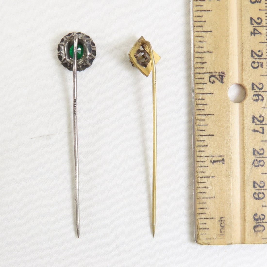 21 Antique Tie Pins: 1 Sterling, 1 Signed CT - 3