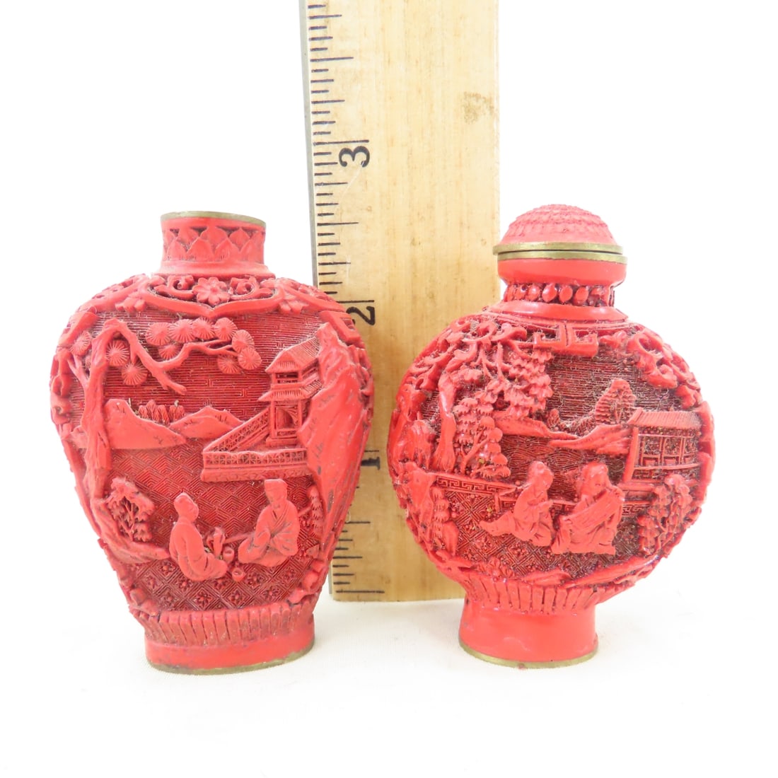 Vintage Cinnabar & Glass Snuff/Perfume Bottles - 12