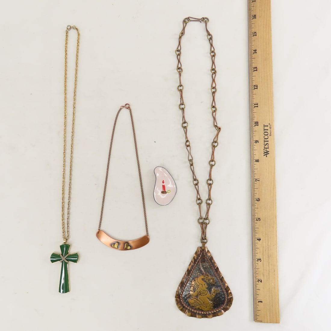 Vintage Copper and Glass Jewelry: some signed - 12