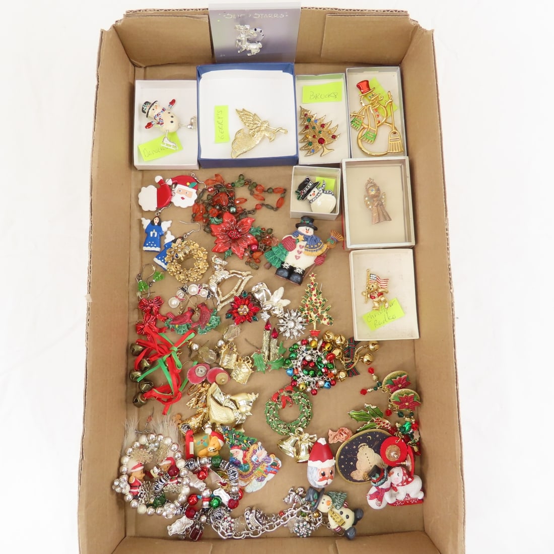 Danecraft, JJ, Brooks & Other Christmas Jewelry: Danecraft, JJ, Brooks & Other Christmas Jewelry - Christopher Radko, Gerry's, TC, and other brooches, earrings and more. LOT SIZE: 10x10x10" 2 LBS All information and photos, which are part of the