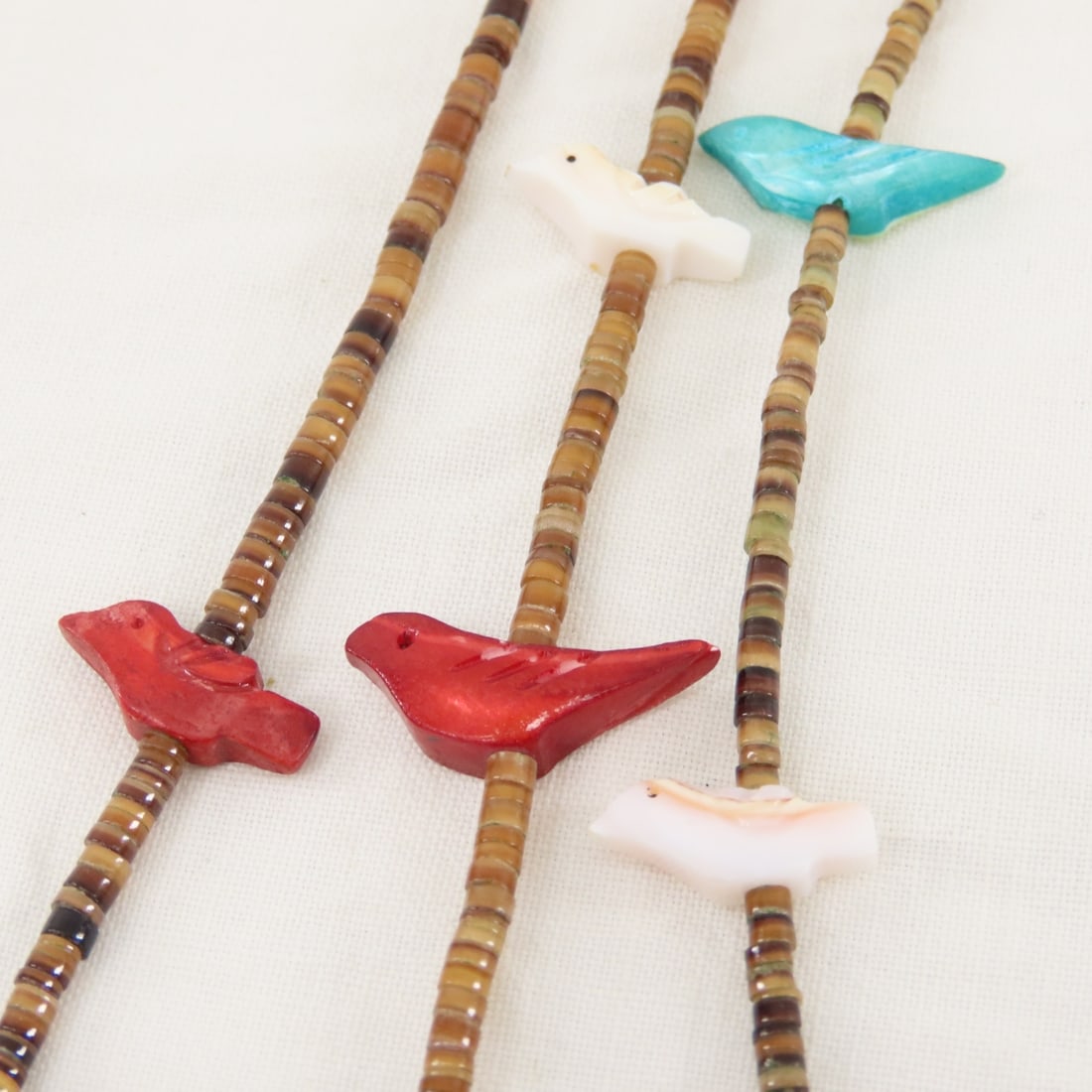 Zuni Triple Strand Heishi Fetish Necklace - 5