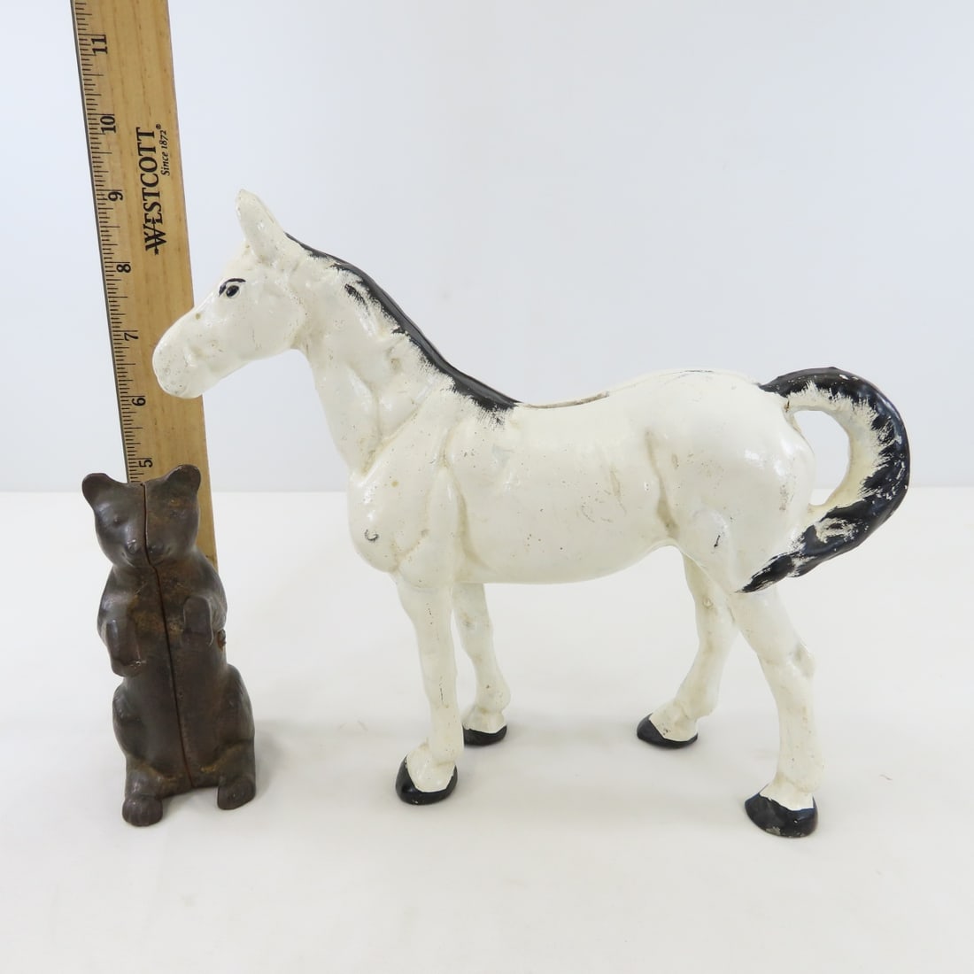 Antique Cast Iron Horse and Bear Banks - 13