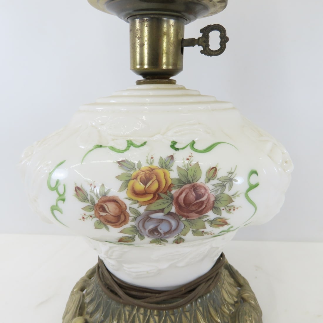 3 Vintage Hurricane Table-Top Parlor Lamps - 12