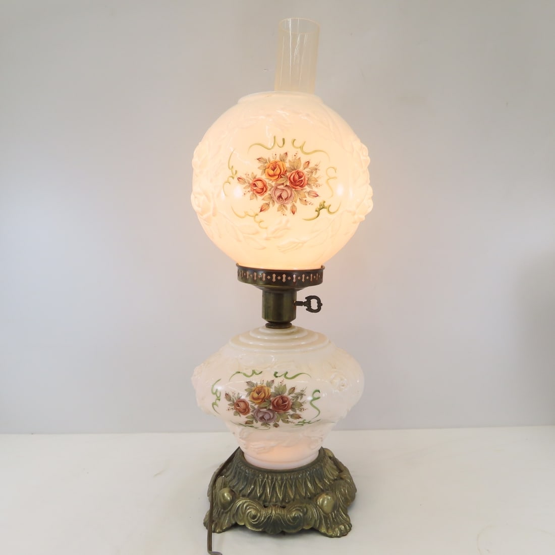 3 Vintage Hurricane Table-Top Parlor Lamps - 18