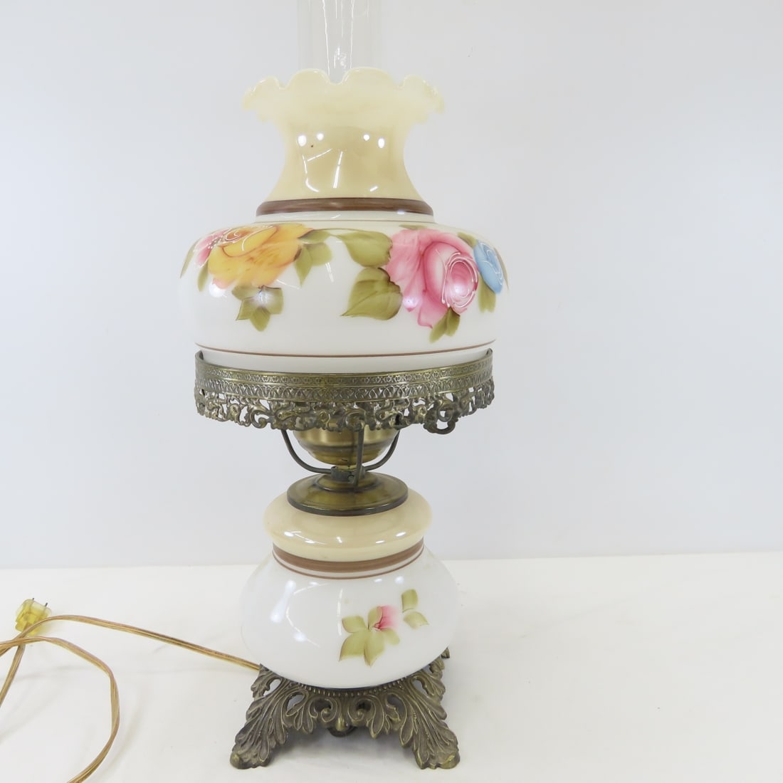 3 Vintage Hurricane Table-Top Parlor Lamps - 20