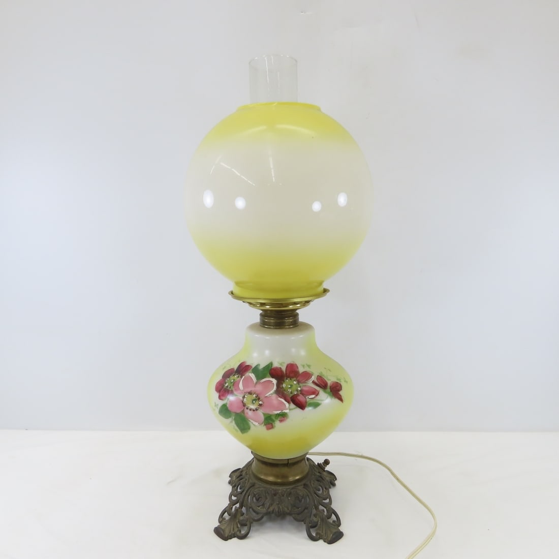 3 Vintage Hurricane Table-Top Parlor Lamps - 2