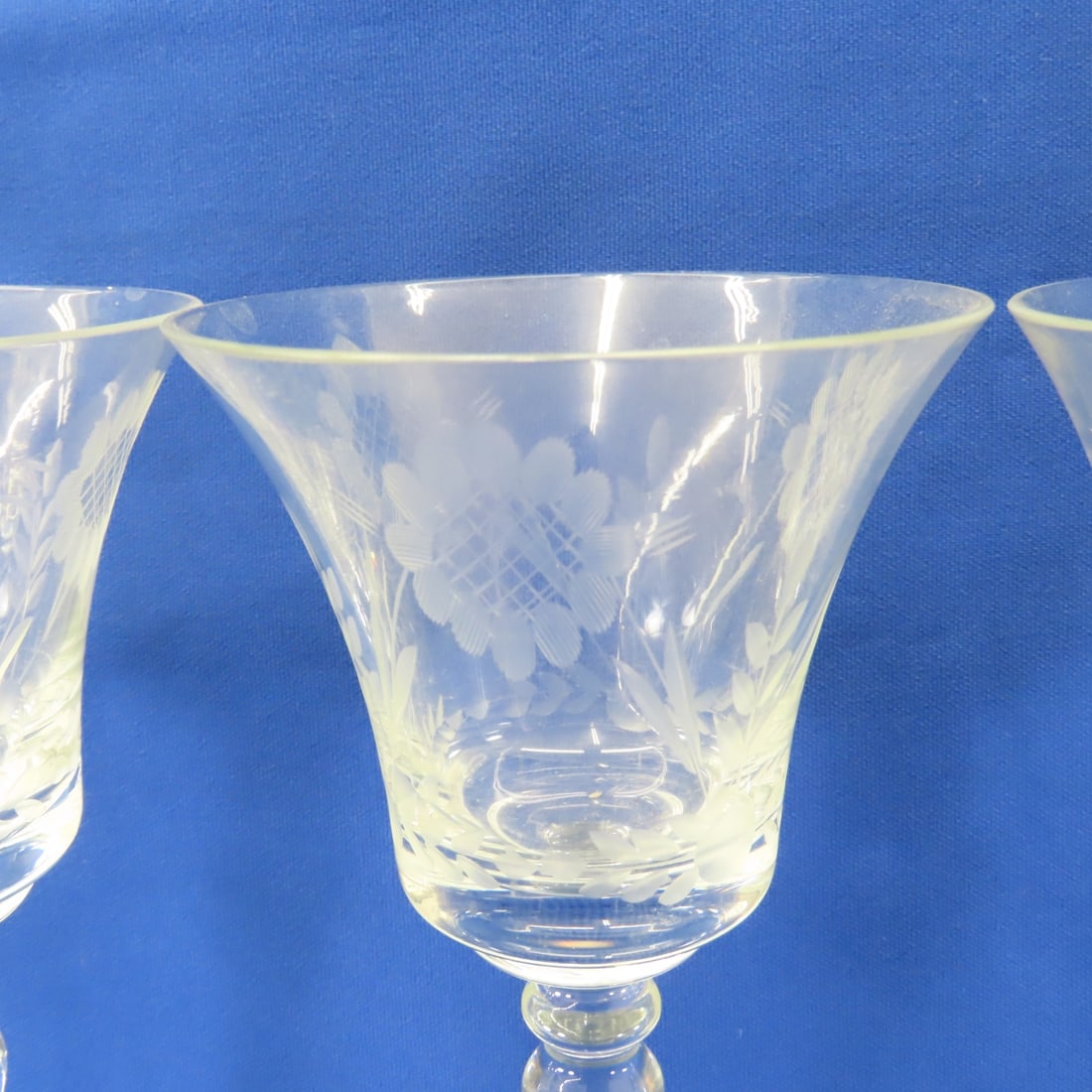 Vintage Lancaster & Other Etched Wine Glasses - 3