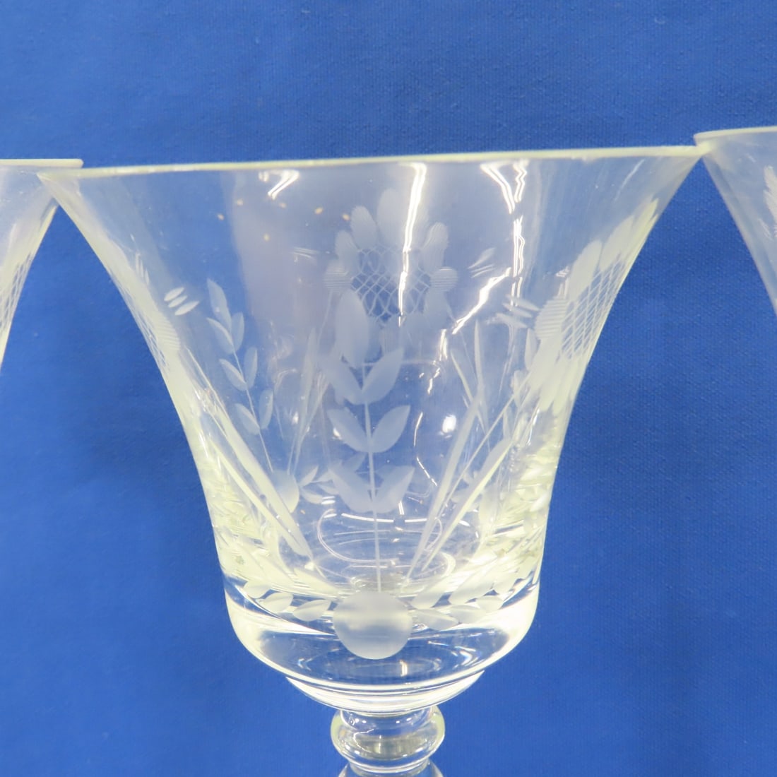 Vintage Lancaster & Other Etched Wine Glasses - 4