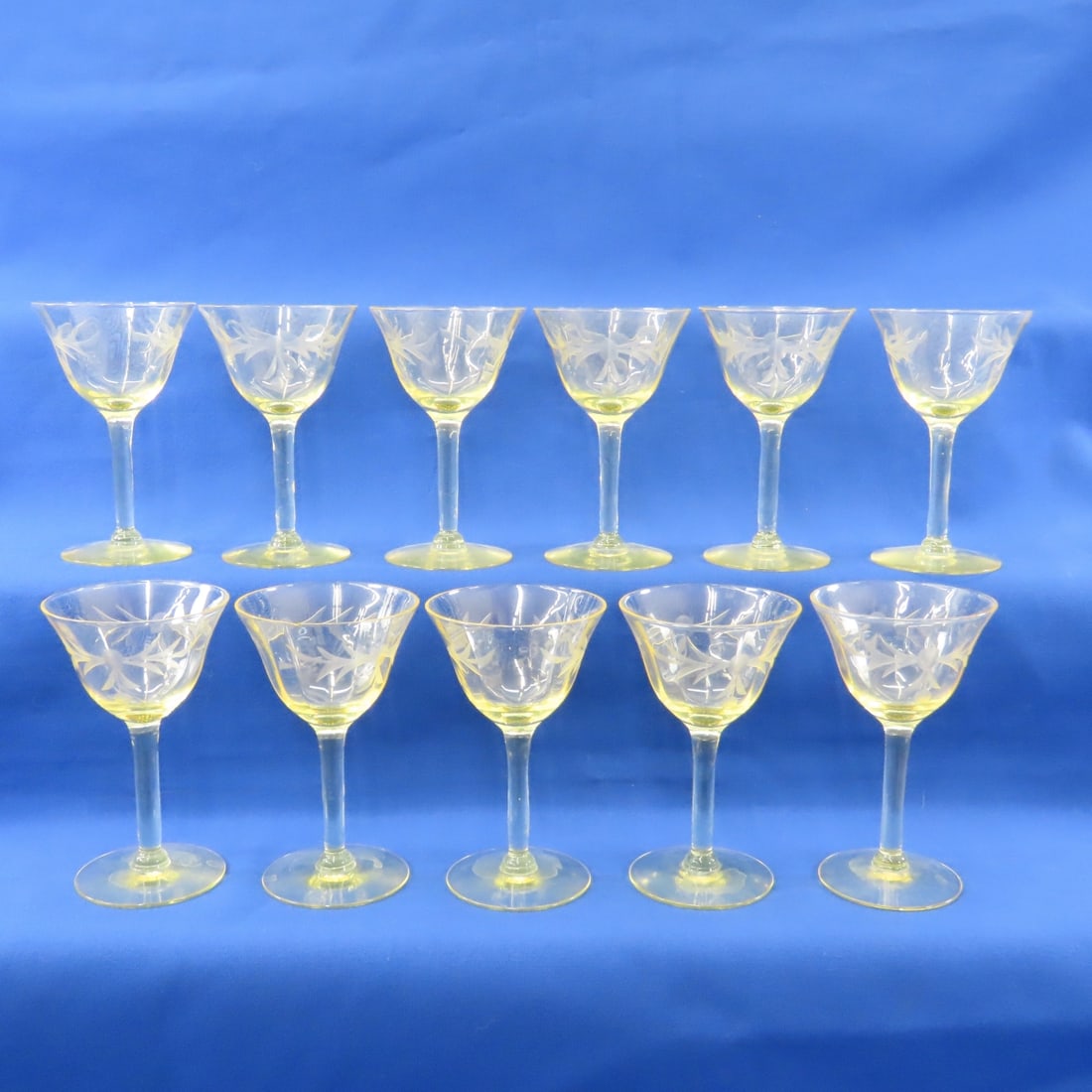 Vintage Lancaster & Other Etched Wine Glasses - 6