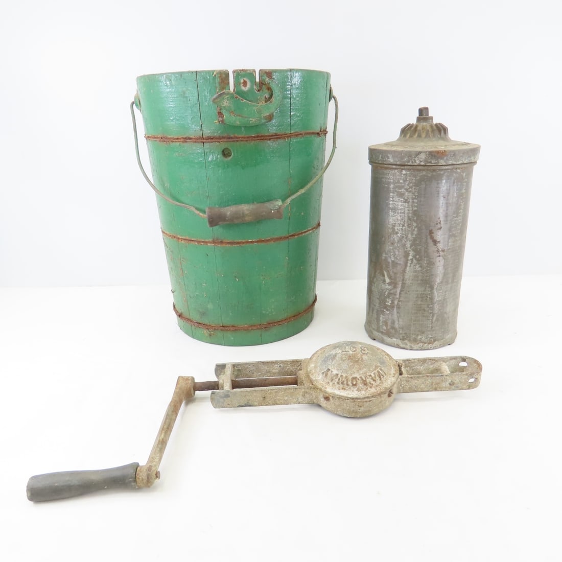 Antique Ice Cream Maker, Washboards, Mantle Clock - 2
