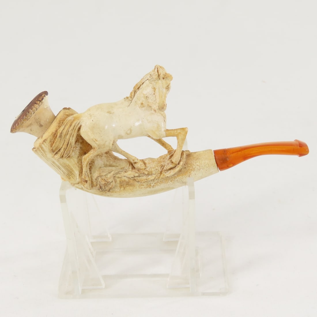 Antique Carved Meerschaum Horse 4.5" Pipe - 3