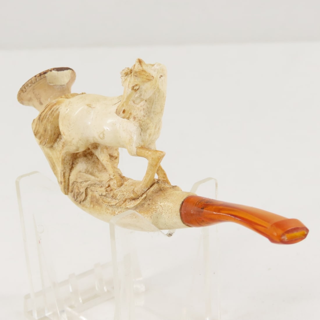 Antique Carved Meerschaum Horse 4.5" Pipe - 4