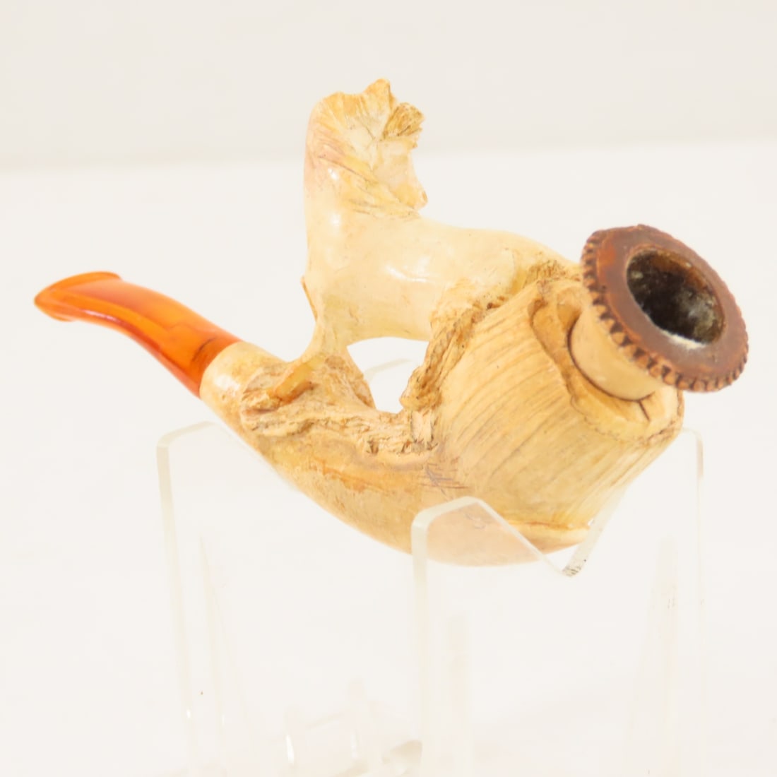 Antique Carved Meerschaum Horse 4.5" Pipe - 8